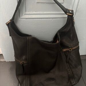 American Leather Co Erie Hobo Purse Black